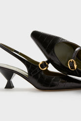 Black Natalia Sling Back Heels